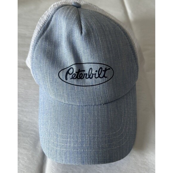 Peterbilt Hat Cap Snapback Trucker Light Blue White Mesh Semi Trucks Adult Mens - Picture 1 of 6